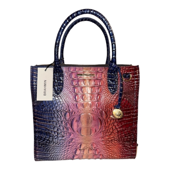 Brahmin DREAMER OMBRE MELBOURNE Leather CAROLINE Satchel Crossbody Purple New‎ - Picture 5 of 13